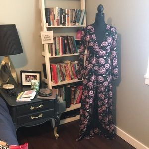 NEW F21 Black/purple Floral long sleeve dress SZ S